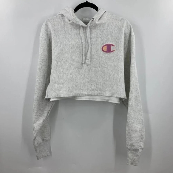 Champion‎ Women’s Reverse Weave Cropped Cut-Off Hooded Sweatshirt Size S NWT - Picture 2 of 13